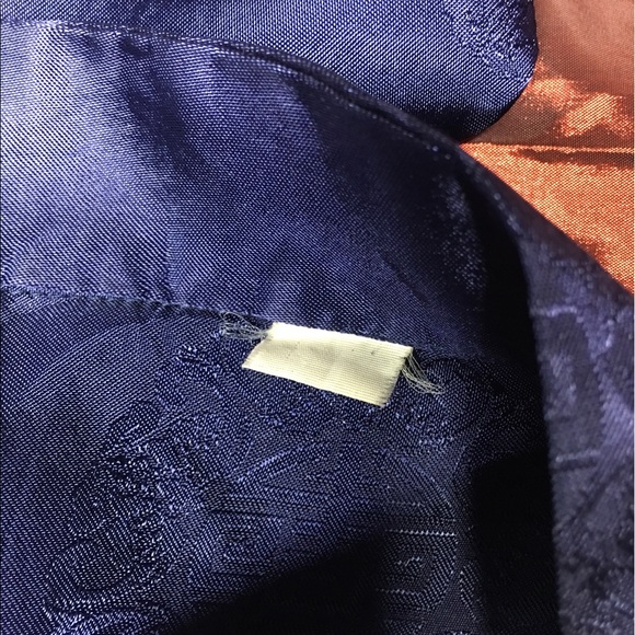 100% silk oriental pajamas in royal blue - Picture 3 of 9